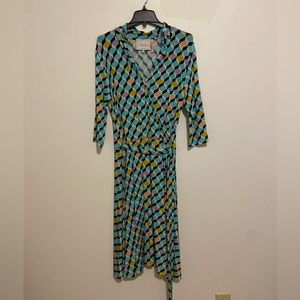 Leota Long Silk Maxi Dress with Multicolor Design